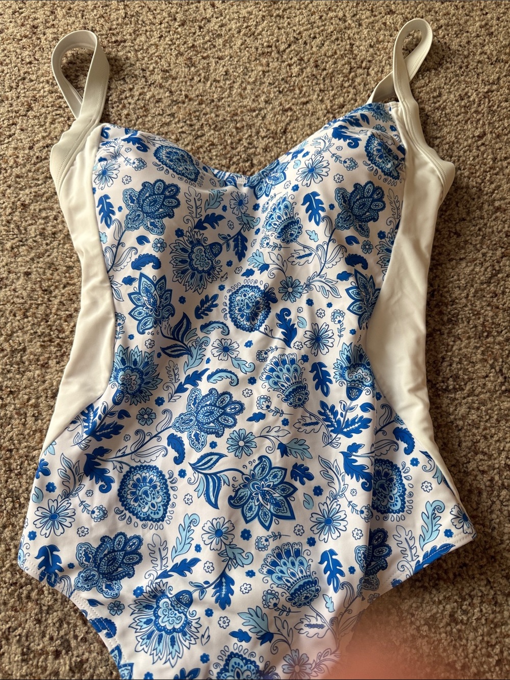 Classic Blue & White Floral One-Piece Swimsuit